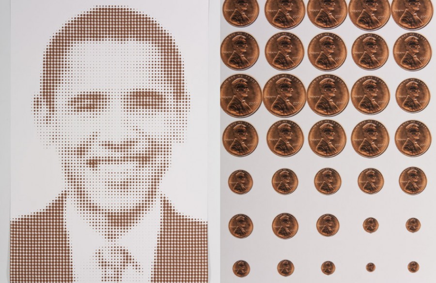 Obama and Lincoln, (Penny Portrait)